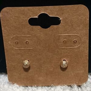 Textured Glitter-Like Golden Spheres Stud Fashion Earrings